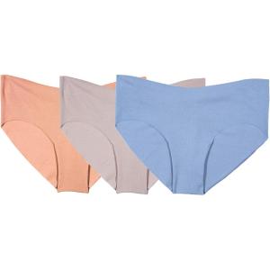 Fruit of the Loom Women’s Underwear, Pima Cotton Blend Fabric, Super Smooth Raw Cut Edges(Hipster – 3 Pack – Mango/Nude/Blue)