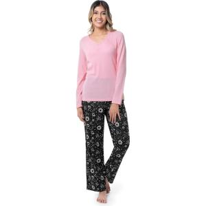 Fruit of the Loom Women’s Waffle V-Neck Top(Soft Pink/Cosmic Sky)
