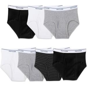 Fruit of the Loom boys Boys’ Tag Free Cotton Briefs (Assorted Colors)(Boys – 7 Pack – Stripe/Solid)