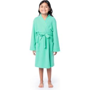 Fruit of the Loom girls Classic Waffle Robe(Waterfall Green)