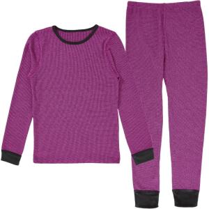 Fruit of the Loom girls Premium Thermal Waffle Underwear Set(Black/Fuchsia Cross Dye)