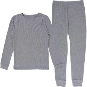 Fruit of the Loom girls Premium Thermal Waffle Underwear Set(Heather Greystone)