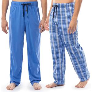 Fruit of the Loom mens 2-pack Sueded Jersey Knit Sleep Pajama Pant(Blue/Blue Plaid)