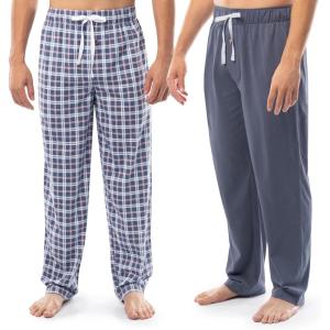 Fruit of the Loom mens 2-pack Sueded Jersey Knit Sleep Pajama Pant(Grey/Grey Plaid)