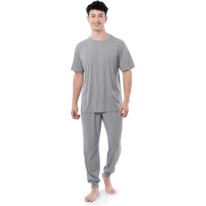 Fruit of the Loom mens 360 Stretch Crewneck Top and Jogger Pant Sleep Pajama Set(Grey Heather)