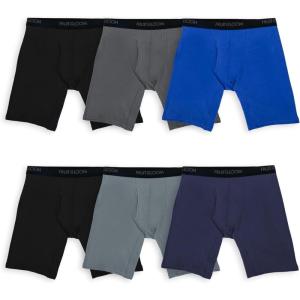 Fruit of the Loom mens 4-way Stretch Boxer Briefs | Lightweight & Moisture Wicking Underwear | Long Leg, Regular Leg & Trunk(Long Leg – Cotton Stretch – Colors May Vary)