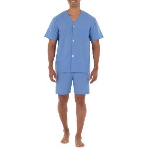 Fruit of the Loom mens Broadcloth Short Sleeve Pajama Set(French Blue)