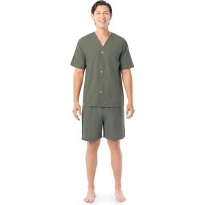 Fruit of the Loom mens Broadcloth Short Sleeve Pajama Set(Green)