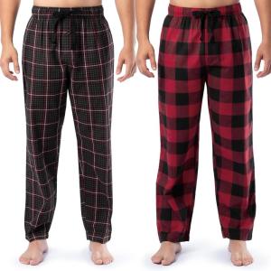 Fruit of the Loom mens Broadcloth Woven Sleep Pajama Pant(Black Plaid/Red Check)