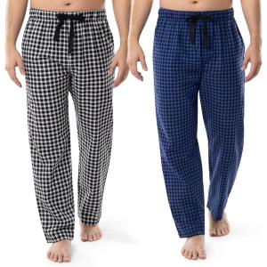 Fruit of the Loom mens Broadcloth Woven Sleep Pajama Pant(Blue Plaid/White)