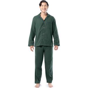 Fruit of the Loom mens Flannel Pajama Sleep Set(Green)