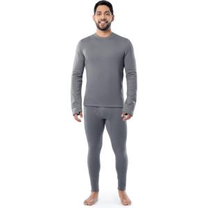 Fruit of the Loom mens Heavyweight Brushed Back Fleece Thermal Underwear Base Layer Set(Grey)