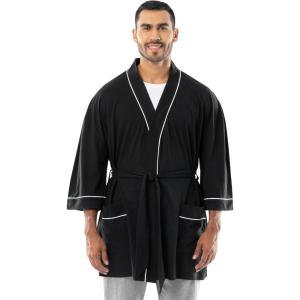 Fruit of the Loom mens Jersey Knit Kimono Robe(Black)
