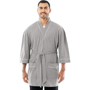 Fruit of the Loom mens Jersey Knit Kimono Robe(Grey)