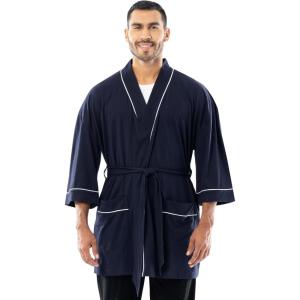Fruit of the Loom mens Jersey Knit Kimono Robe(Navy)
