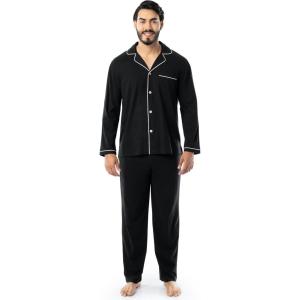 Fruit of the Loom mens Jersey Knit Pajama Sleep Set(Black)
