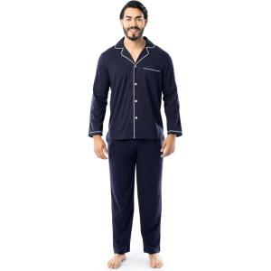 Fruit of the Loom mens Jersey Knit Pajama Sleep Set(Navy)