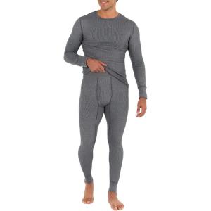 Fruit of the Loom mens Recycled Waffle Thermal Underwear Set (Top and Bottom)(Greystone Heather)