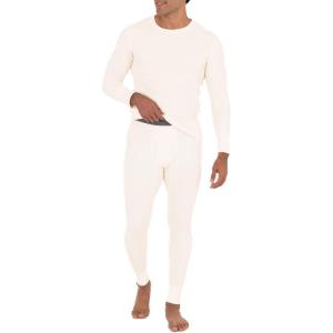 Fruit of the Loom mens Recycled Waffle Thermal Underwear Set (Top and Bottom)(Natural)