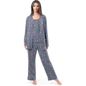 Fruit of the Loom womens Breathable Tank Top, Pant, and Cardigan Sleep Set(Floral Print)