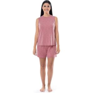 Fruit of the Loom womens Breathable Tank Top and Short 2 Piece Sleep Set(Antique Blush Heather)