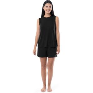 Fruit of the Loom womens Breathable Tank Top and Short 2 Piece Sleep Set(Black)