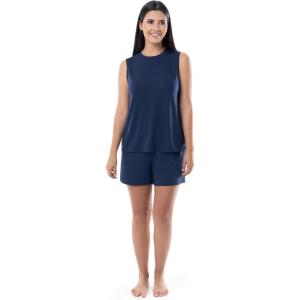 Fruit of the Loom womens Breathable Tank Top and Short 2 Piece Sleep Set(Midnight Blue)
