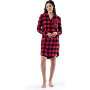 Fruit of the Loom womens Flannel Sleep Shirt(Buffalo Check)