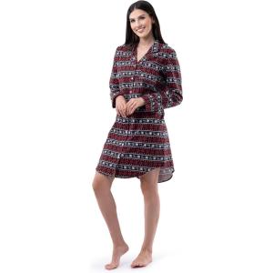 Fruit of the Loom womens Flannel Sleep Shirt(Fair Isle Black)