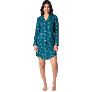 Fruit of the Loom womens Flannel Sleep Shirt(Starry Snowflakes)