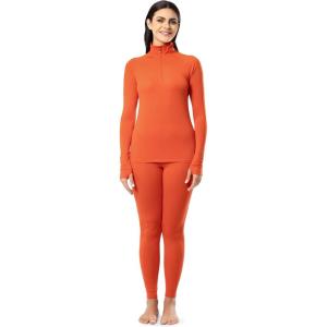 Fruit of the Loom womens High Neck Quarter Zip Top and Legging Thermal Set(Mandarin)
