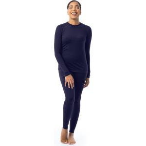 Fruit of the Loom womens High Neck Top and Legging Thermal Set(Blue)