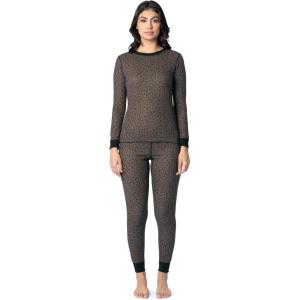 Fruit of the Loom womens Micro Waffle Premium Thermal Set(Cheetah Print)