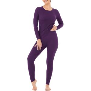 Fruit of the Loom womens Micro Waffle Premium Thermal Set(Violet)
