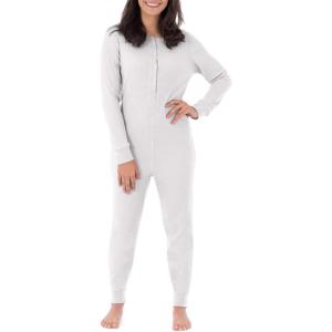 Fruit of the Loom womens Micro Waffle Premium Thermal Union Suit(White)
