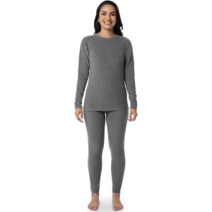 Fruit of the Loom womens Stretch Fleece Lined Thermal Long Johns Underwear Set(Grey)
