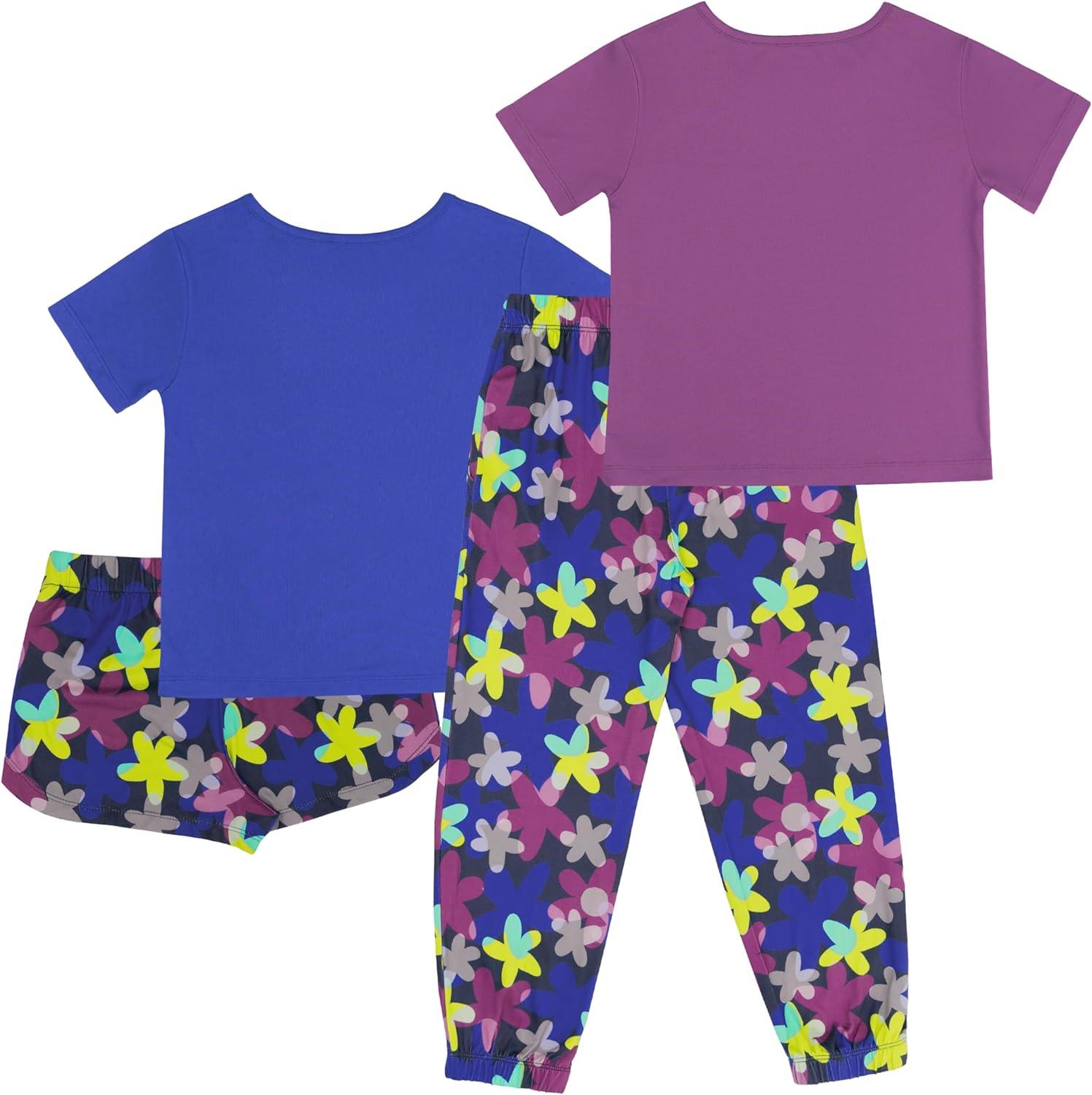 imageFruit of the Loom girls Getaway Loose Fit 4piece Pajama SetFuchsiaRetro Floral