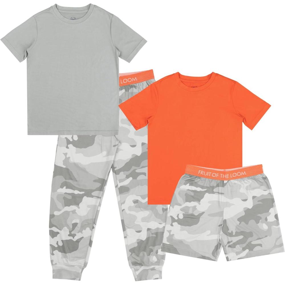 imageFruit of the Loom Boys Getaway Loose Fit 4Piece Pajama SetOrangecamo