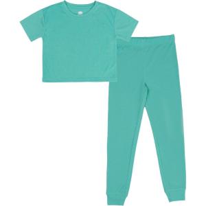 Fruit of the Loom girls Relaxing Comfort Loose Fit 2-piece Pajama Set(Jungle Mist)
