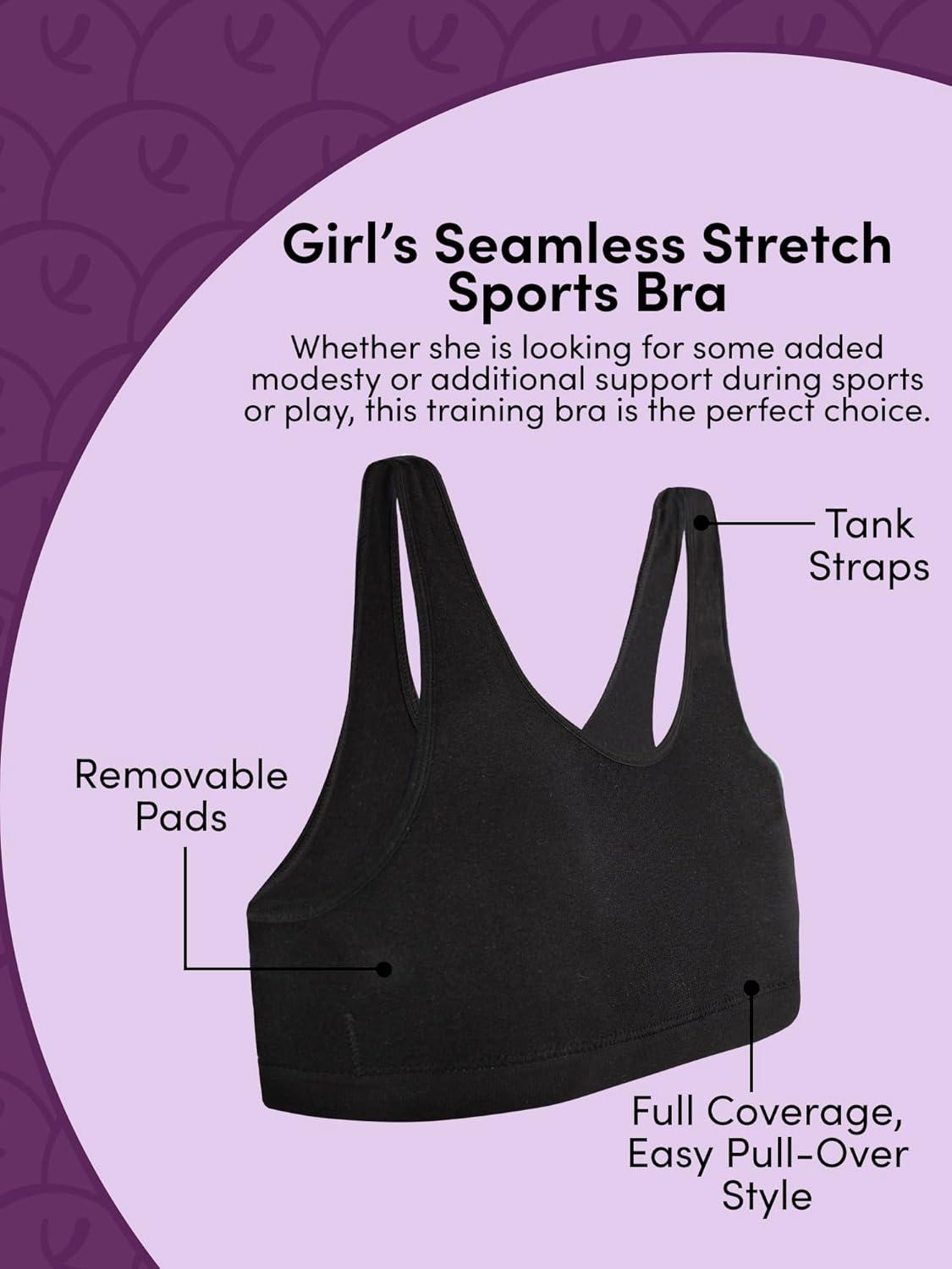 imageFruit of The Loom Girls Seamless Stretch Sports BraCornflower BluePeach SorbetAruba Blue