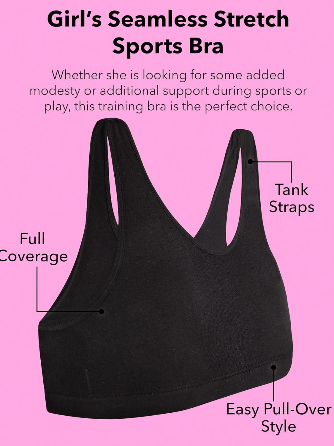 imageFruit of The Loom Girls Seamless Stretch Sports BraLight NudeBlackWhite