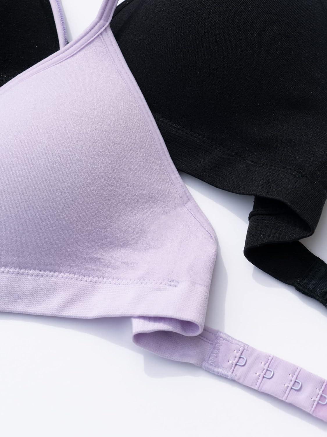 imageFruit of the Loom Girls 2Pack Seamless Soft Cup Bras Lightweight ampamp Gentle SupportLilac WhisperBlack Hue