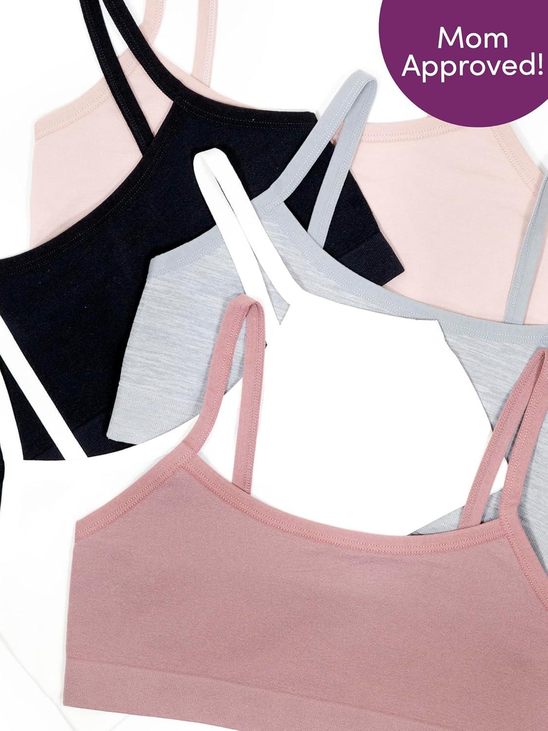 imageFruit of the Loom Girls Big Girls Training Bra Value PacksRose ShadowPremium PlumWhiteGrey HeatherBlack