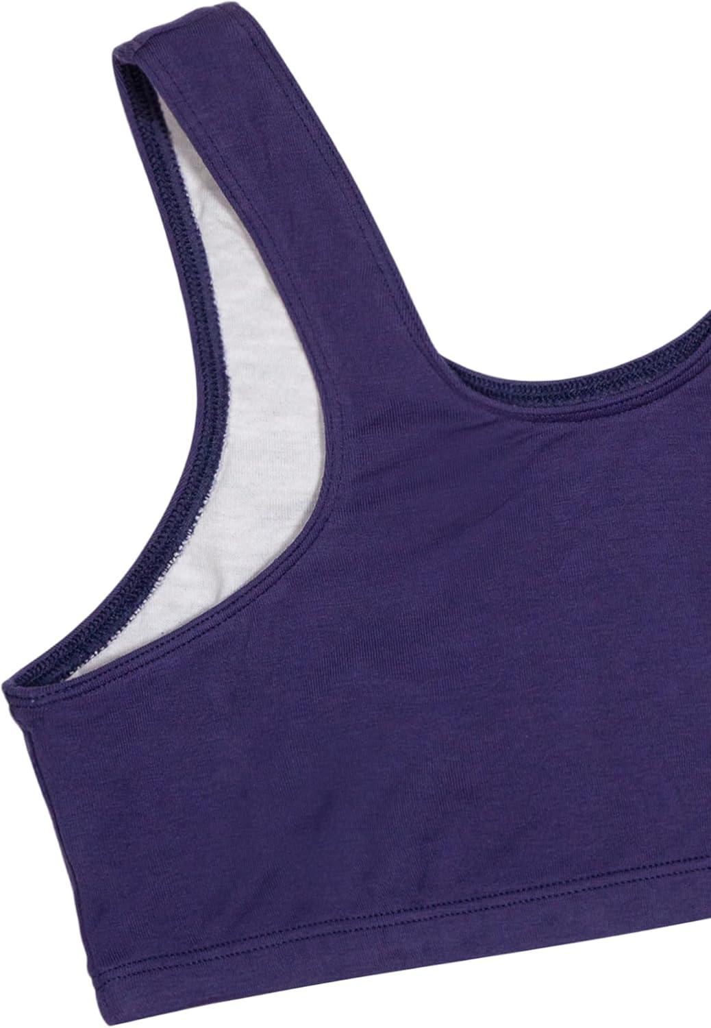 imageFruit of the Loom Girls Multi Pack Cotton Built Up Stretch Sports Bra Available in 6 PacksBlueberryBlackGreyWhiteSandBlush