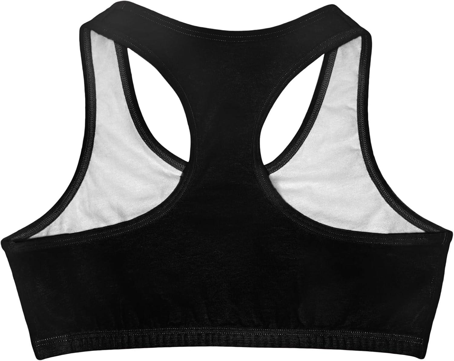 imageFruit of the Loom Girls Multi Pack Cotton Built Up Stretch Sports Bra Available in 6 PacksGrey With BlackWhiteBlack 6pack