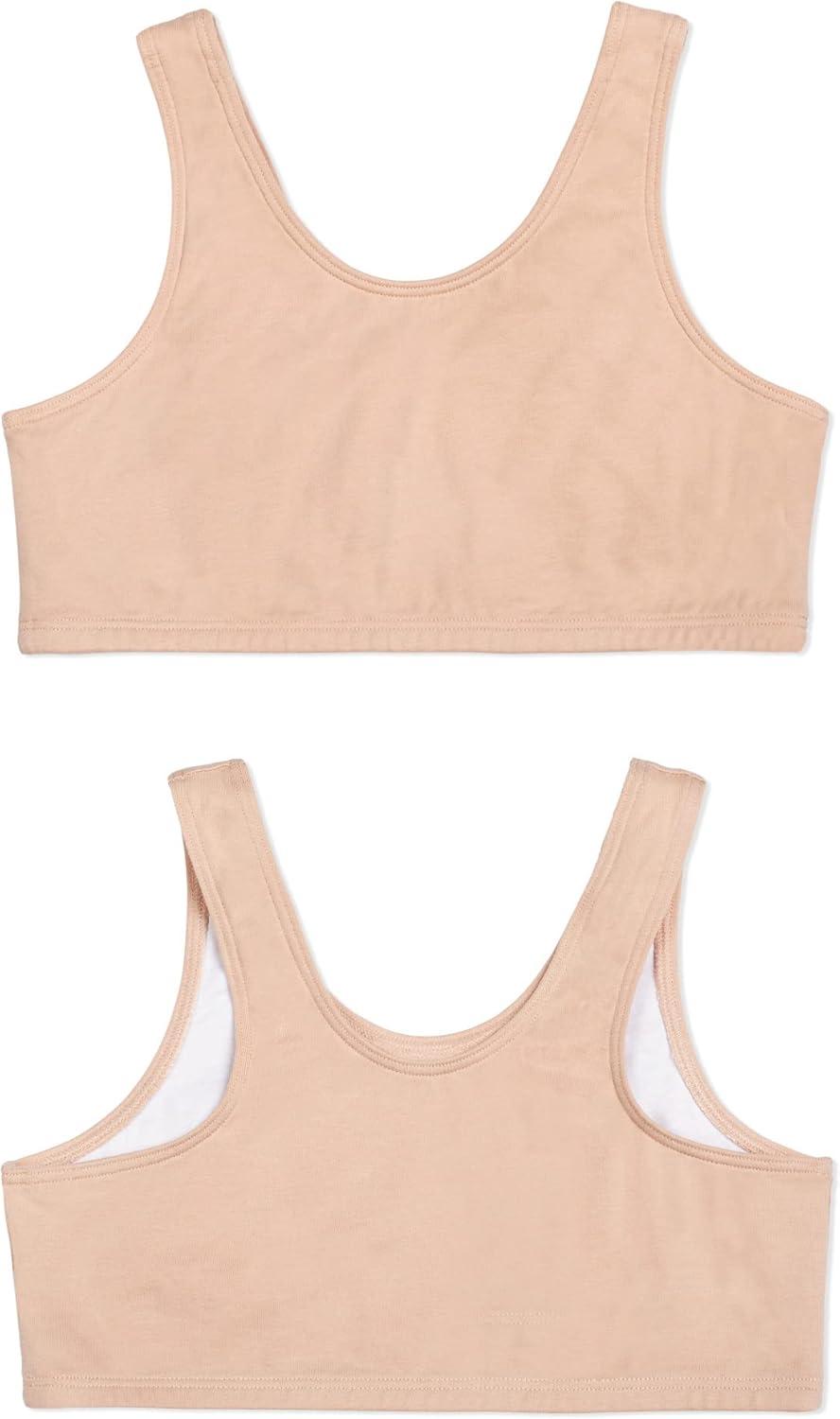 imageFruit of the Loom Girls Multi Pack Cotton Built Up Stretch Sports Bra Available in 6 PacksWhiteBlackSandBlackWhiteGrey