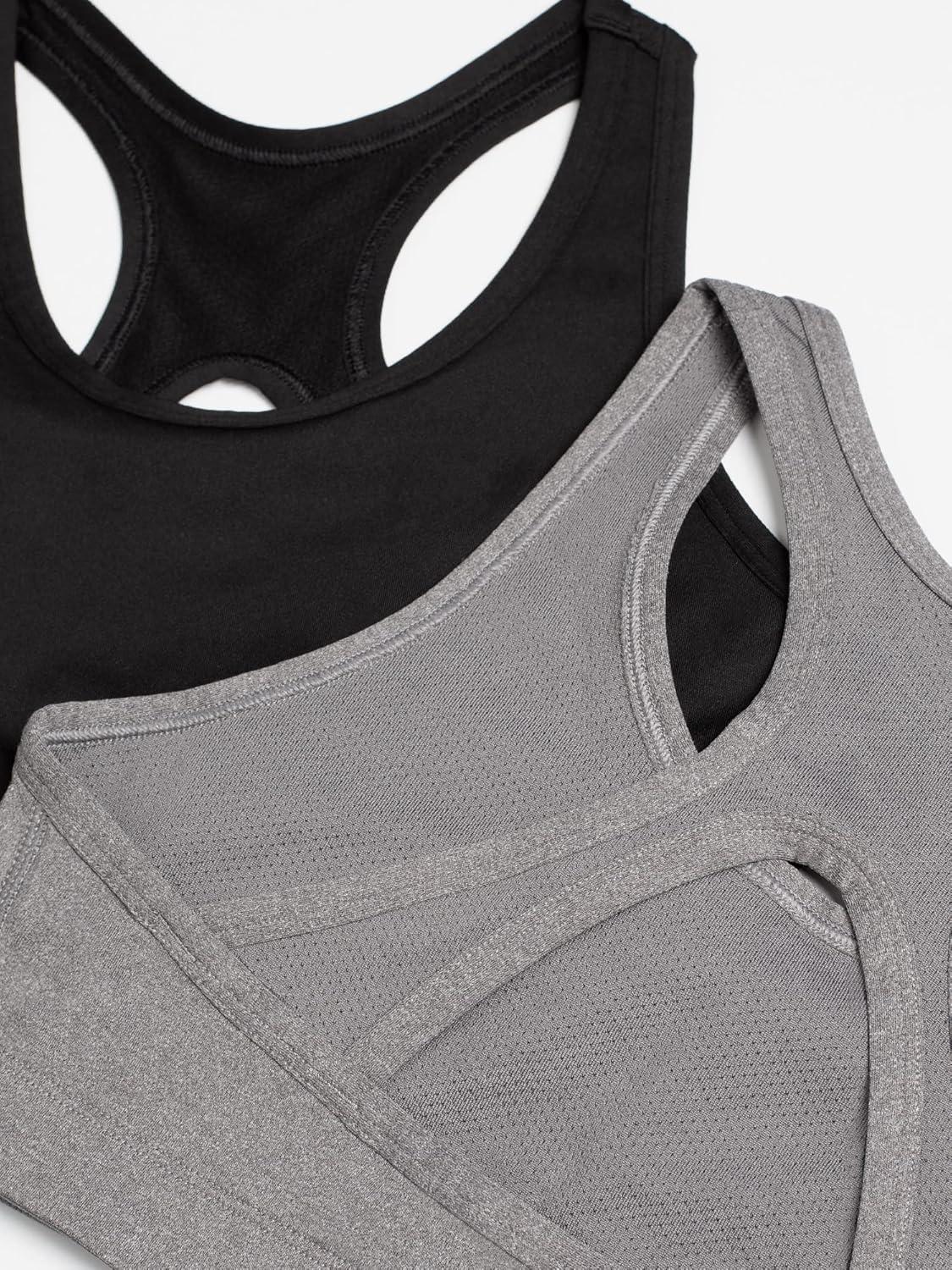 imageFruit of the Loom Girls Stay Dry Racerback Sports BraBlackDark Grey Heather