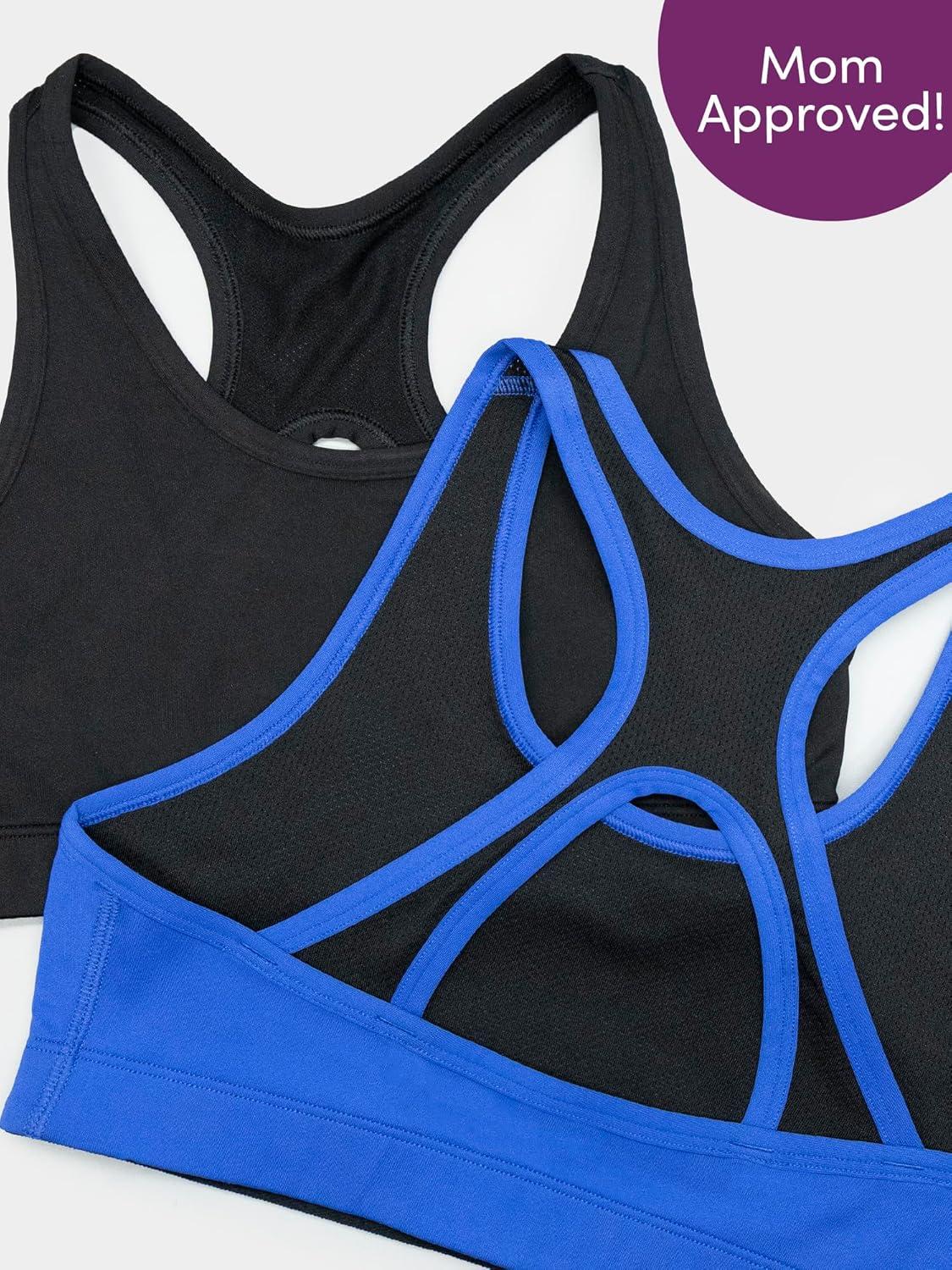 imageFruit of the Loom Girls Stay Dry Racerback Sports BraDazzling BlueBlack Hue