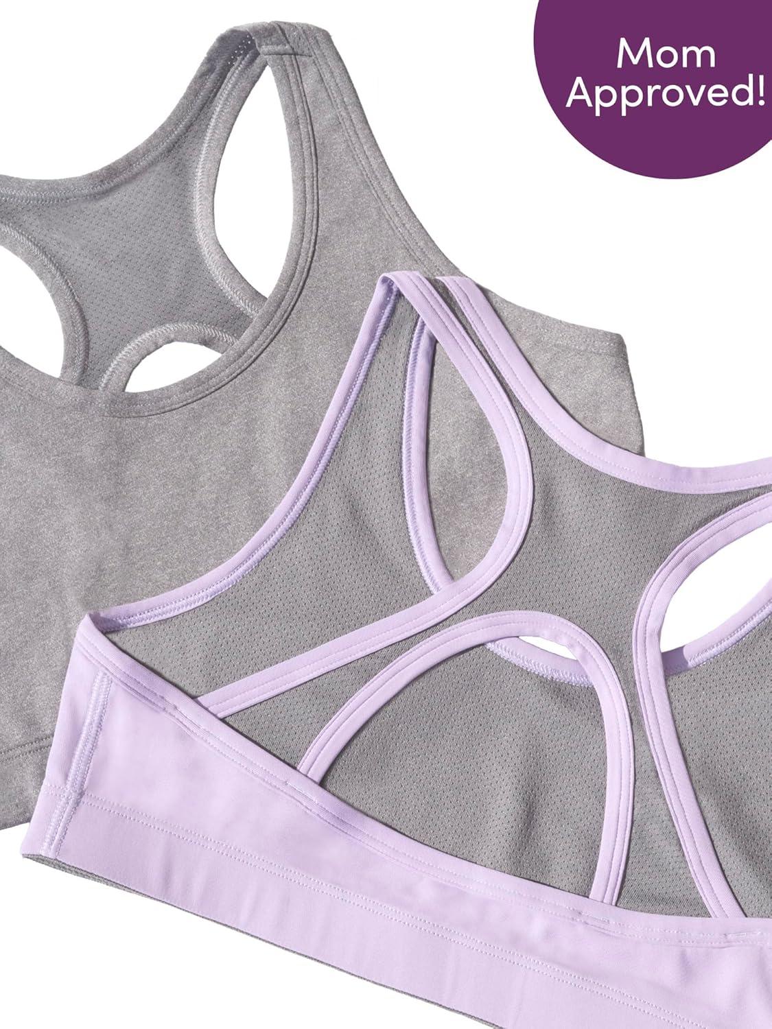 imageFruit of the Loom Girls Stay Dry Racerback Sports BraStellar Orchid W GreyCharcoal