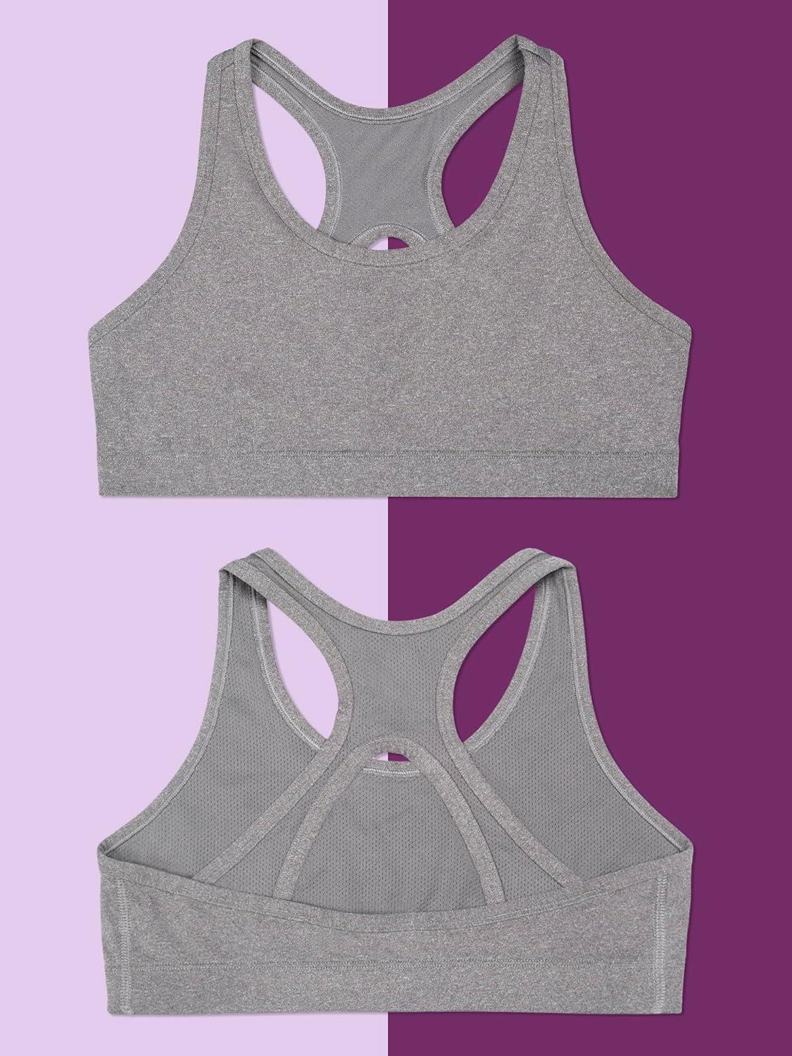 imageFruit of the Loom Girls Stay Dry Racerback Sports BraStellar Orchid W GreyCharcoal